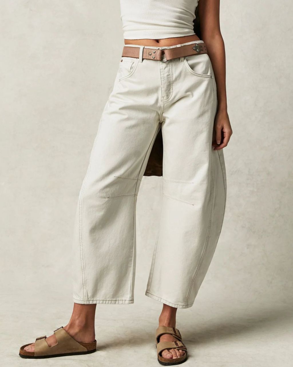 Charlie Barrel Jeans - White