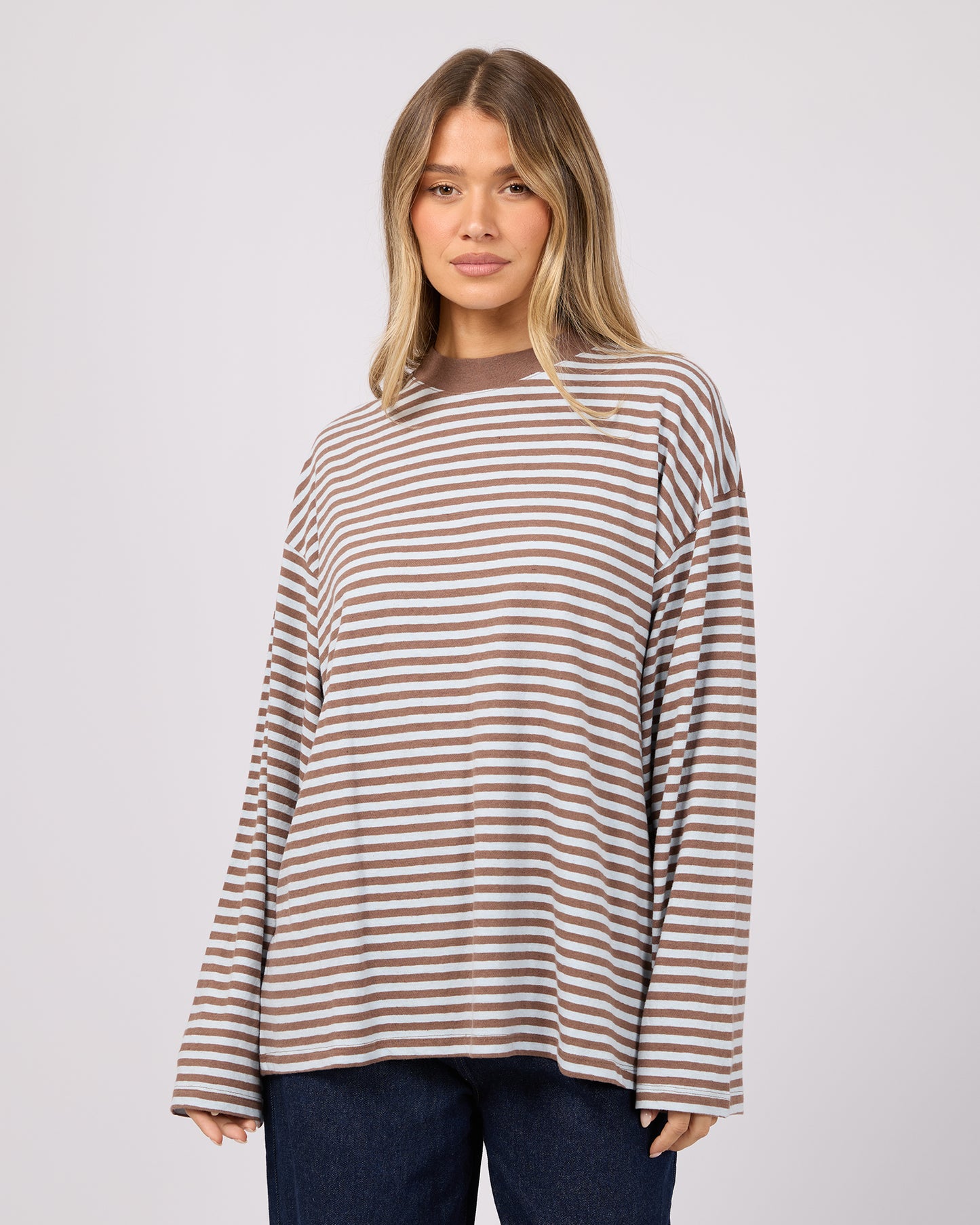 AAE || Paloma L/S Striped Tee - Ocean Blue