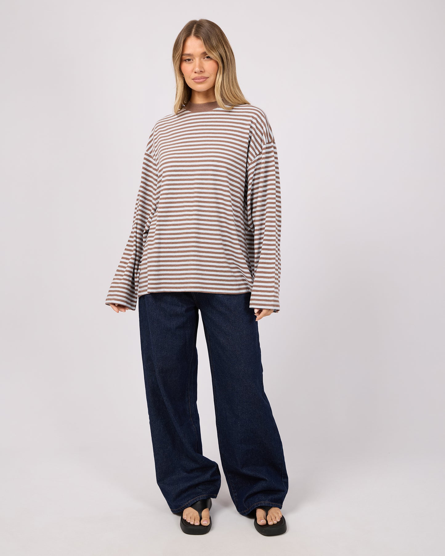 AAE || Paloma L/S Striped Tee - Ocean Blue