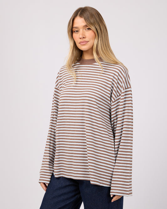 AAE || Paloma L/S Striped Tee - Ocean Blue