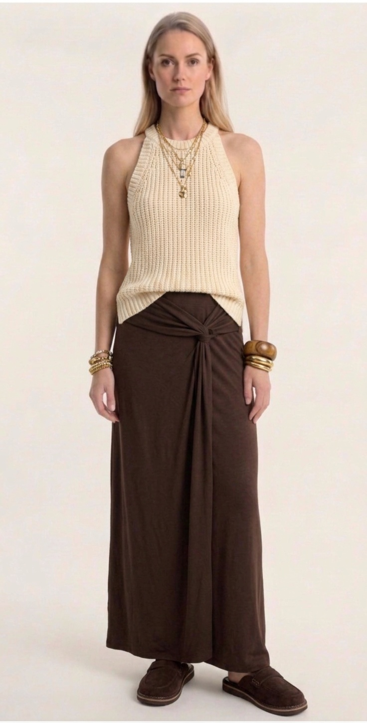 Twist detail maxi skirt