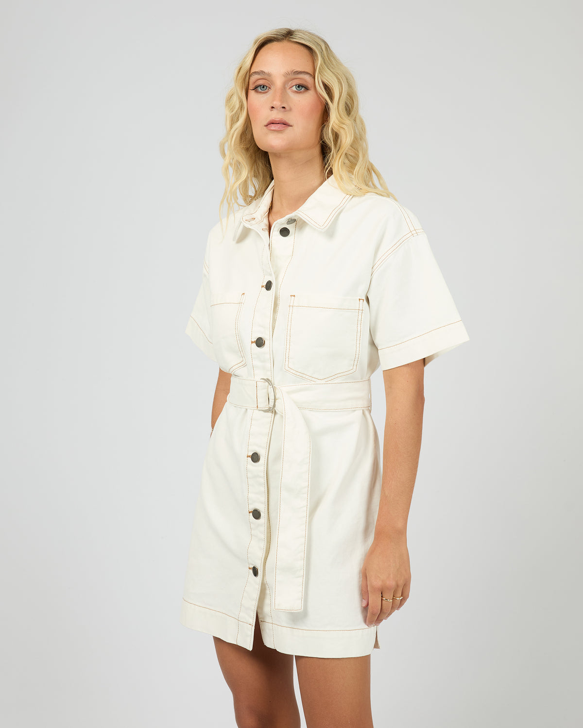 AAE || Sunny Denim Dress - Vintage White