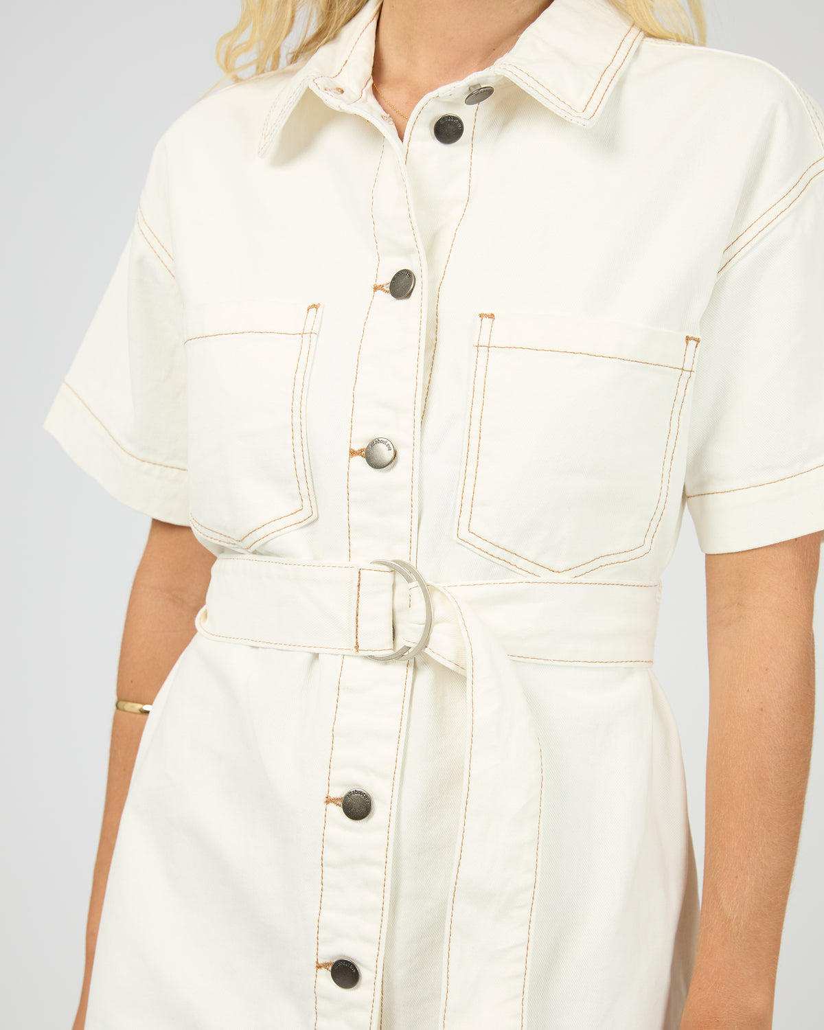 AAE || Sunny Denim Dress - Vintage White
